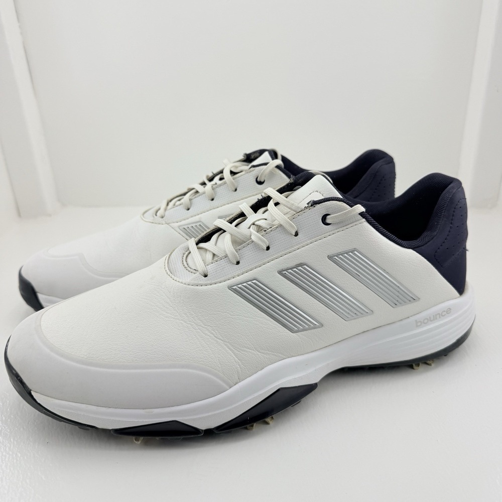 Adidas Adicross Bounce Golf Shoes Mens 12 White Navy Spikeless Leather F33782